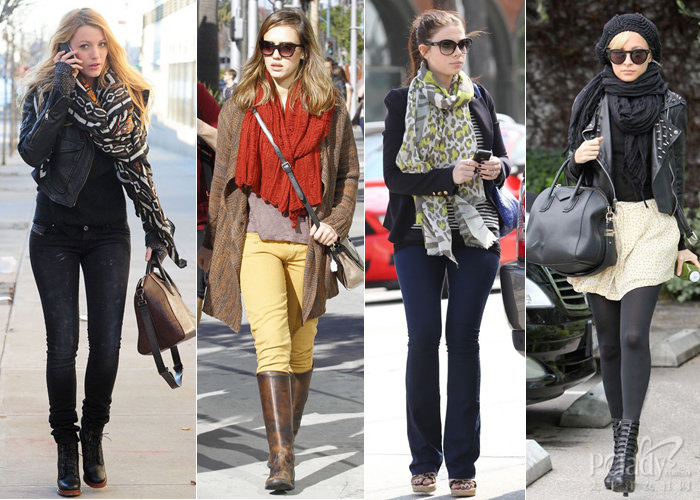 围巾挡风!明星街拍最IN搭配系法_新华网上海频