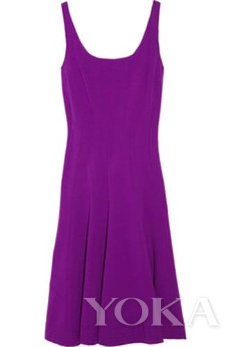 大色块紫色吊带裙