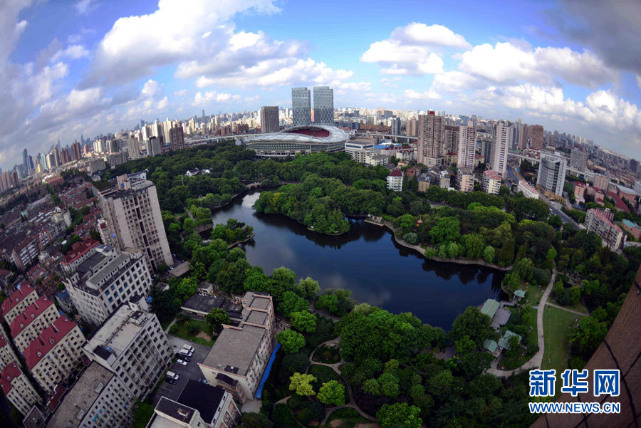 俯瞰鲁迅公园全貌 上海鲁迅公园今闭园改造