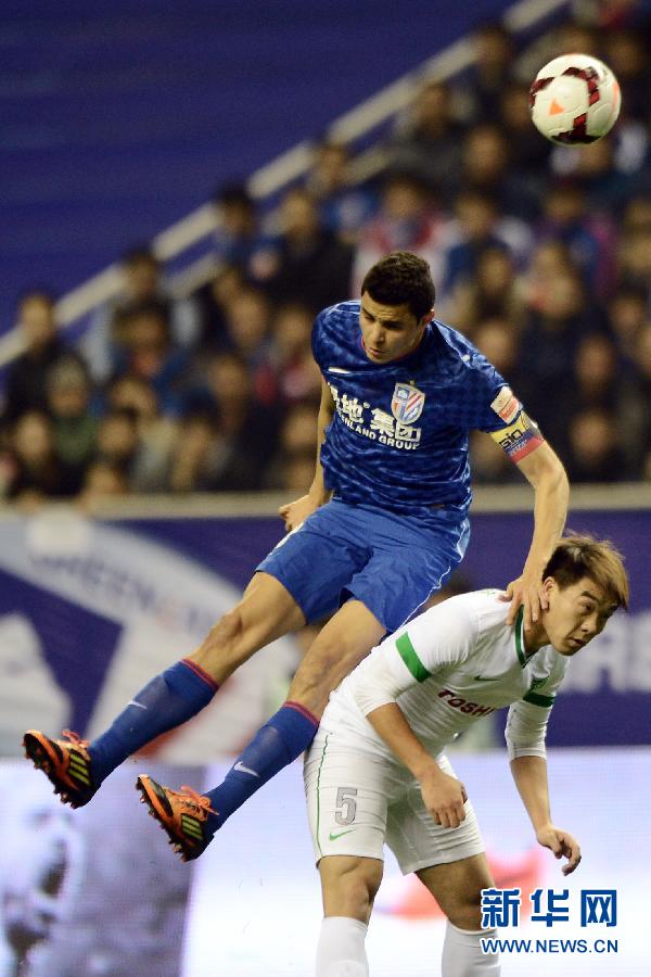 中超:上海绿地申花不敌杭州绿城