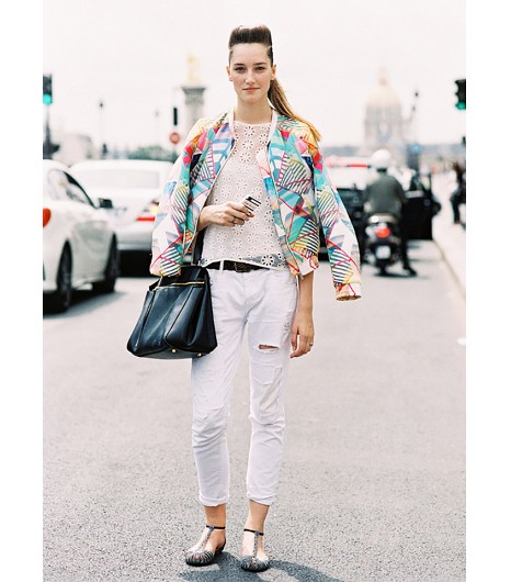 白色牛仔裤 模特 白白 搭配穿出好气场