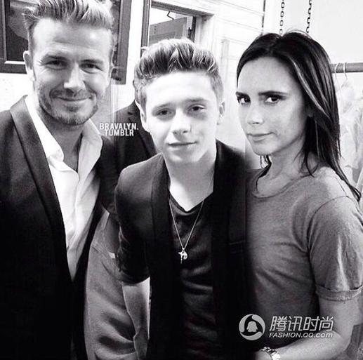 时装周最帅父子驾到 中秋节小贝携子秀场团圆