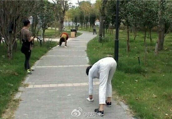 汗!郑州市民狂热爬行锻炼 这些奇怪步态能健身