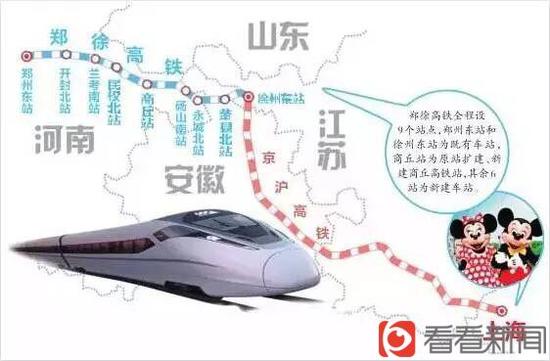 鄭徐客專位于河南、安徽和江蘇省境內,西起鄭州東站,東至徐州東站,正線長度361公裏,設計時速350公裏。今後由此線路從徐州到鄭州僅需1小時20分左右。而這條客運專線將與京滬高鐵共用徐州東站,從上海往徐州方向發出的高鐵動車將在這裏實現轉換。 鄭徐客專是國家四縱四橫鐵路客運專線網中徐州至蘭州客運專線的組成部分。目前,鄭州到西安段、西安到寶雞段已經通車,這也意味著,鄭徐高鐵通車後,從上海出發,旅客可以搭乘高鐵爬華山,看兵馬俑,泡華清池。而寶雞到蘭州段目前正在建設中。 鄭徐高鐵建成通車後,將與徐連