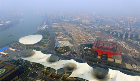 航拍上海世博园区 见证&ldquo;后世博&rdquo;开发